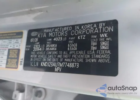 2021 Kia Soul Lx из США, поврежденный, VIN KNDJ23AU7M7748873